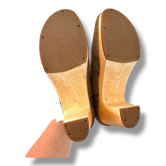 Swedish Hasbeens Sz 38 7.5 High Heel Jodhpur Booties Brown Leather Ankle Boot - Picture 4 of 10